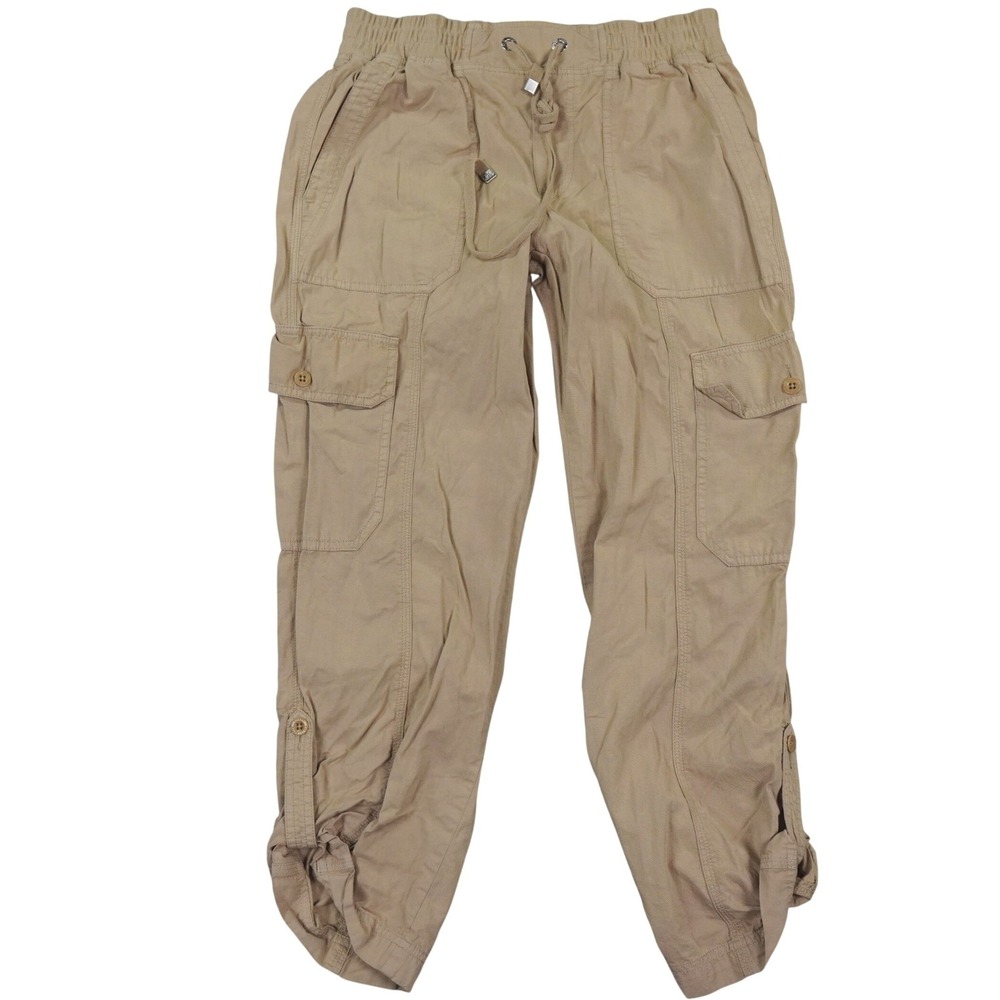 Lauren Ralph Lauren Cargo Pants Womens 6 Tan Cotton Roll Tab Capri?‎ Streetwear